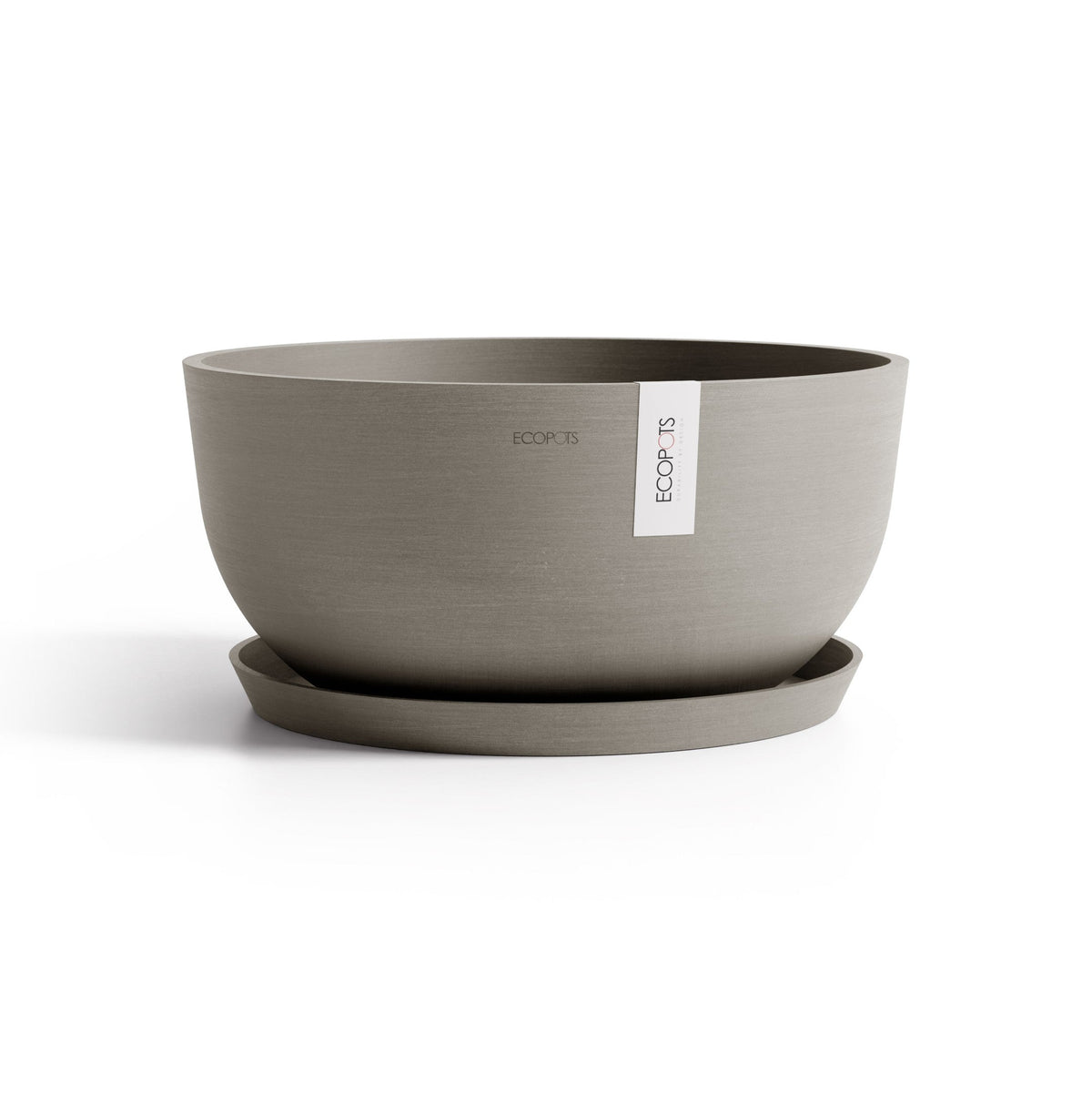 Kukkaruukku Oslo matala 50cm taupe – aluslautasen kanssa