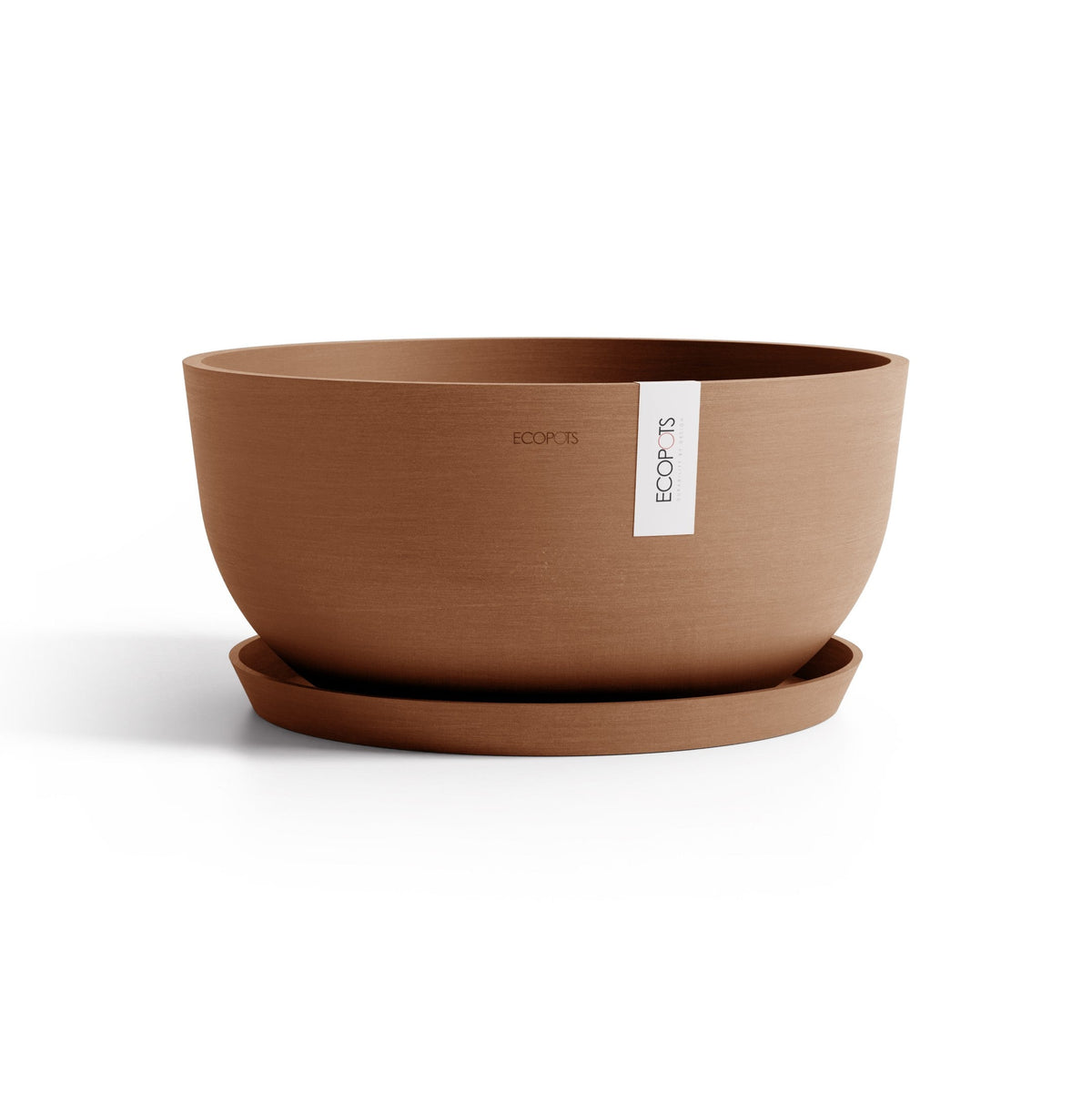 Kukkaruukku Oslo matala 50cm terracotta – aluslautasen kanssa