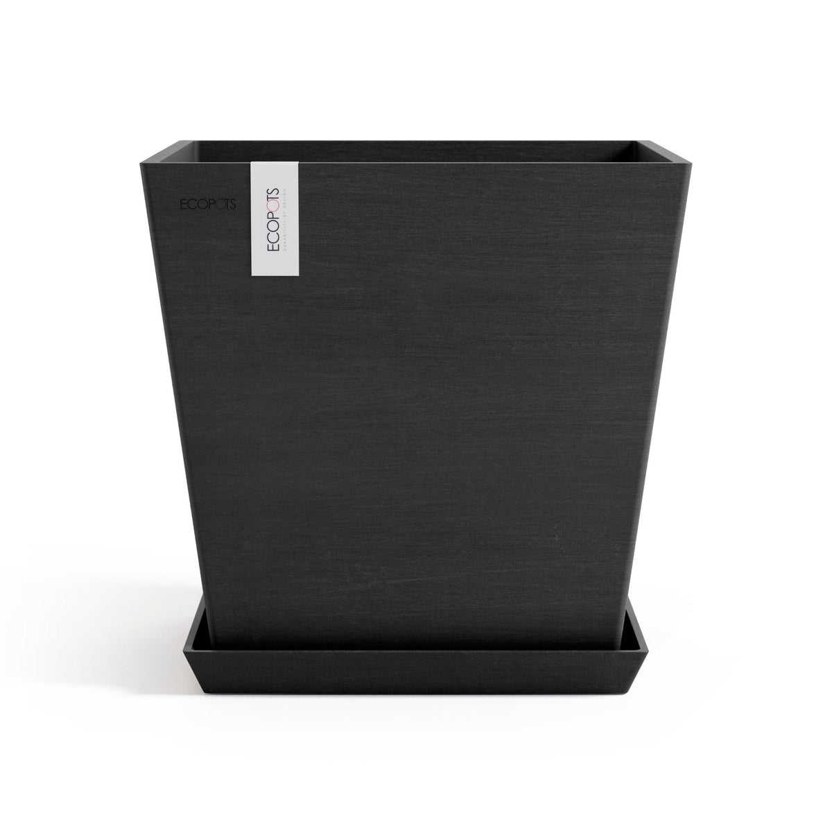 Kukkaruukku Rotterdam design 35cm tummanharmaa – aluslautasen kanssa