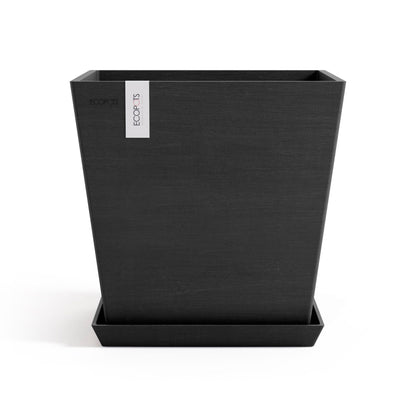 Kukkaruukku Rotterdam design 35cm tummanharmaa – aluslautasen kanssa