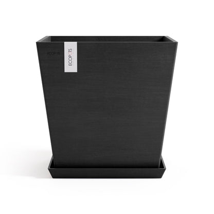 Kukkaruukku Rotterdam design 45cm tummanharmaa – aluslautasen kanssa