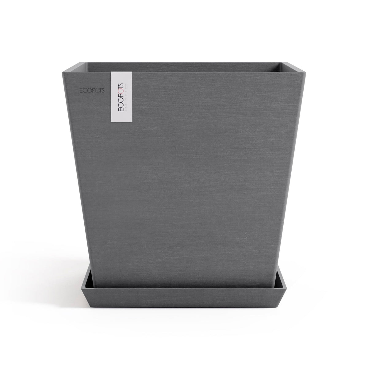 Kukkaruukku Rotterdam design 35cm harmaa – aluslautasen kanssa