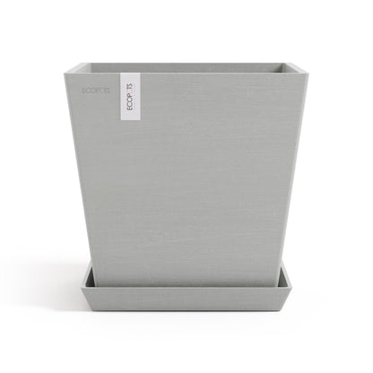 Kukkaruukku Rotterdam design 25cm valkoharmaa – aluslautasen kanssa