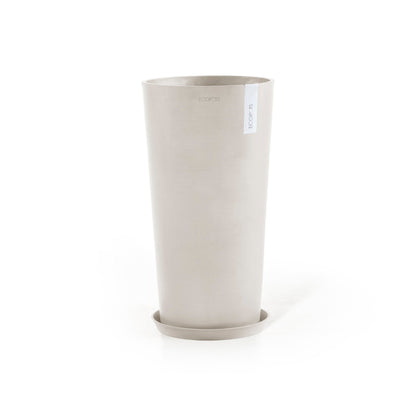Kukkaruukku Amsterdam korkea 76cm hiekka – aluslautasen kanssa