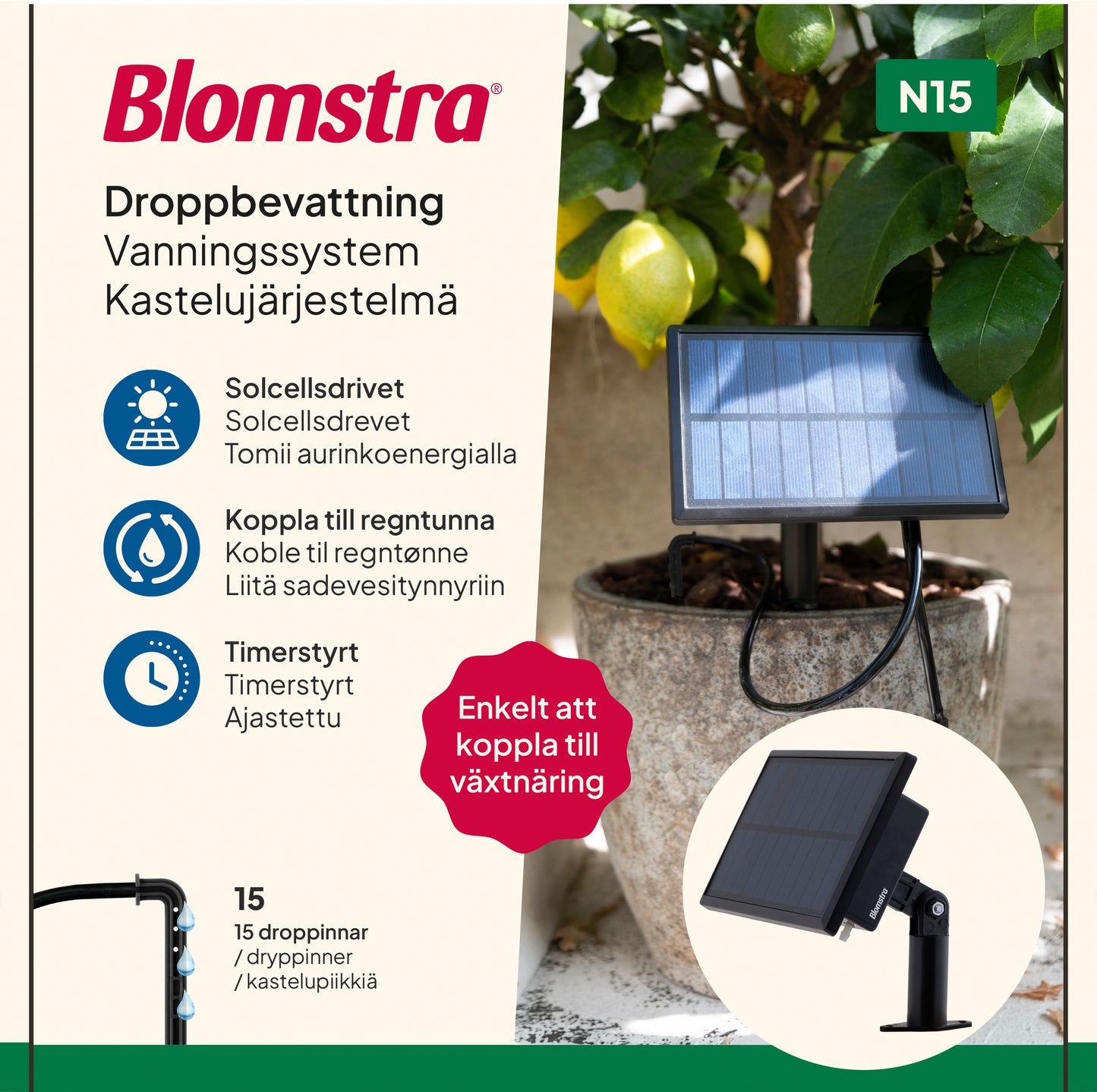 Aurinkokäyttöinen kastelujärjestelmä N15