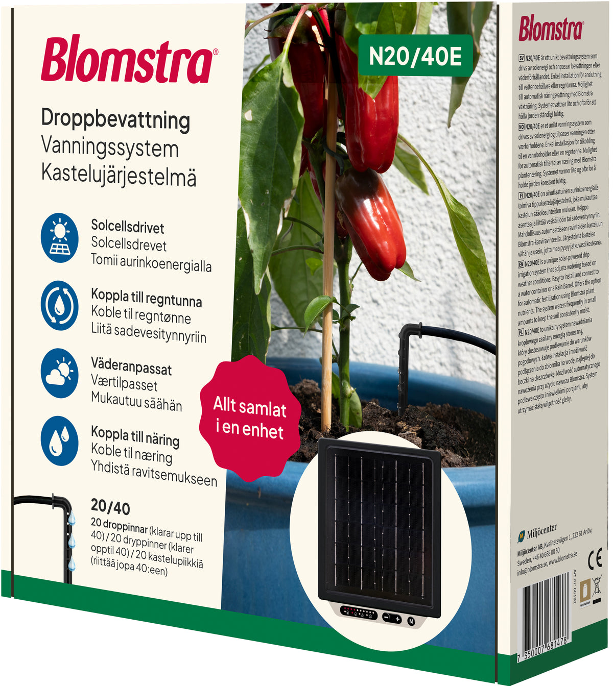 Aurinkokäyttöinen kastelujärjestelmä N20/E40