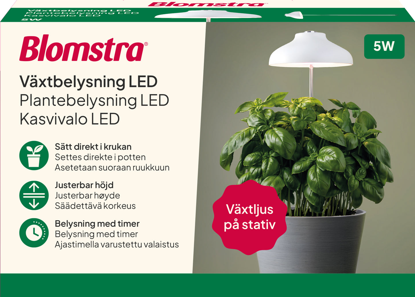 Kasvivalo Led teleskooppijalalla