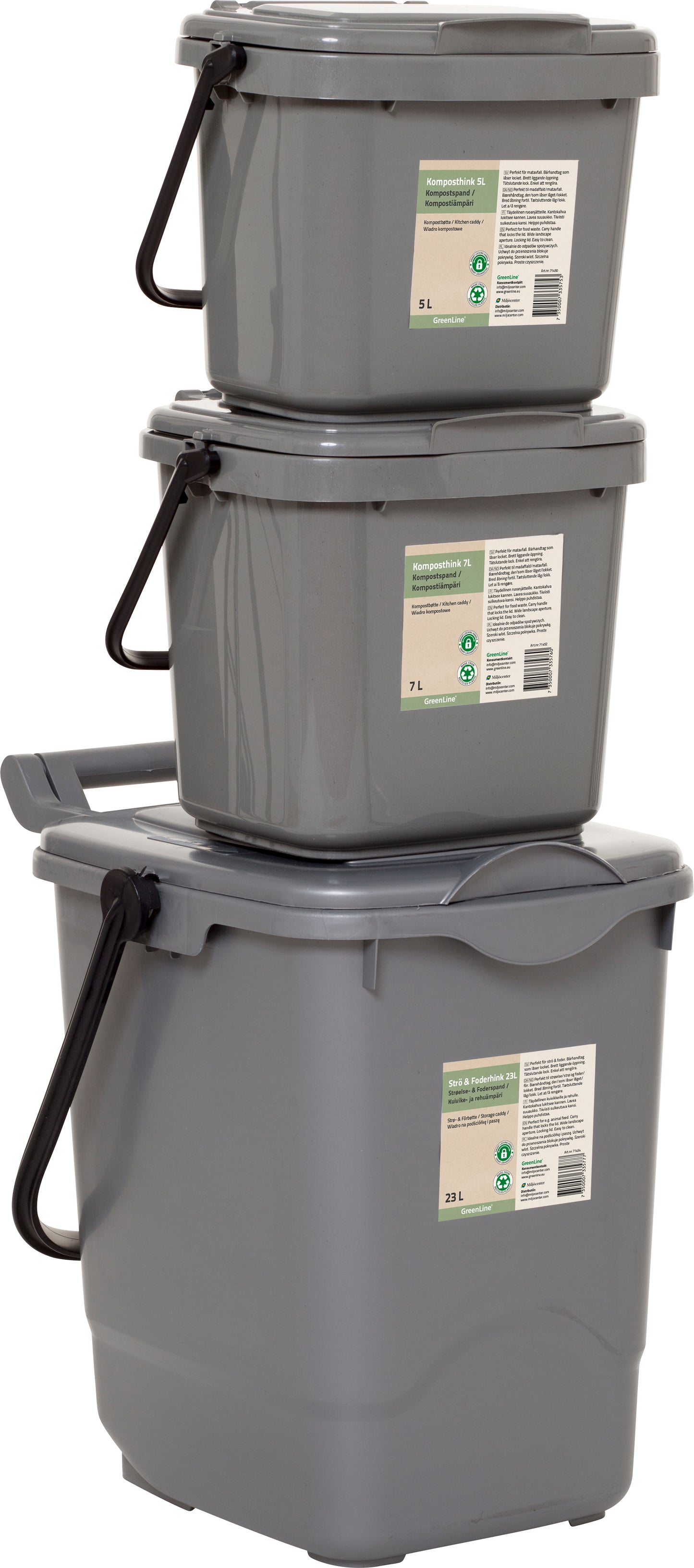 Compost bucket with lockable lid 5l gray 