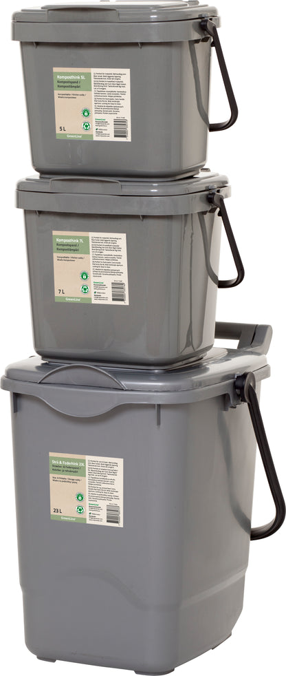 Compost bucket with lockable lid 23l gray 