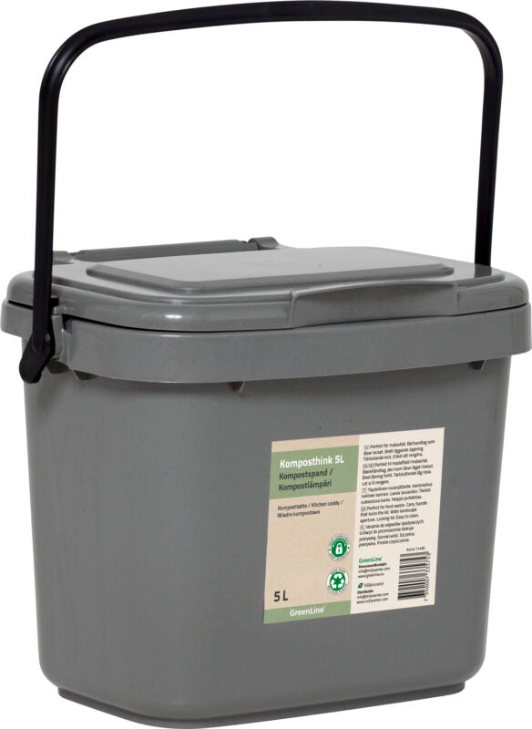 Compost bucket with lockable lid 5l gray 