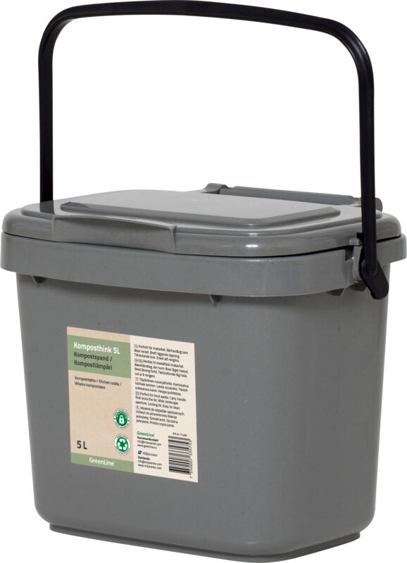 Compost bucket with lockable lid 5l gray 