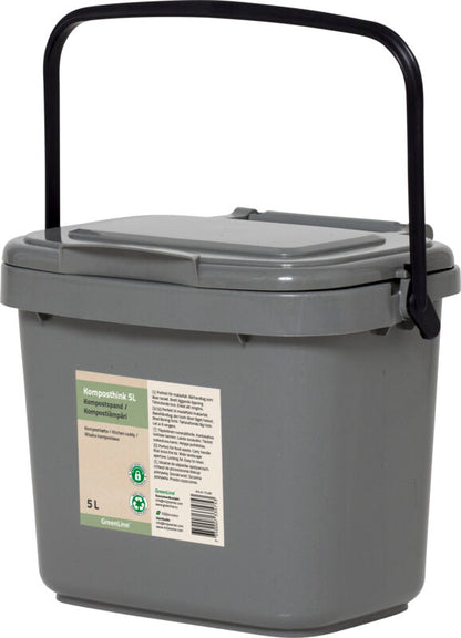 Compost bucket with lockable lid 5l gray 