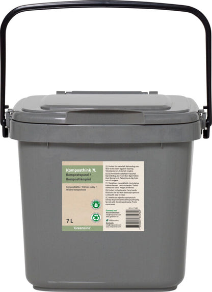 Compost bucket with lockable lid 7l gray 