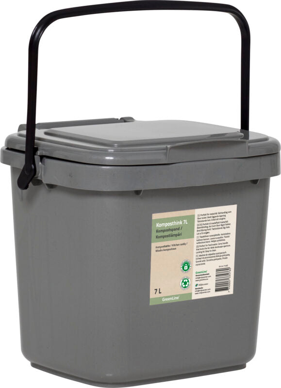 Compost bucket with lockable lid 7l gray 