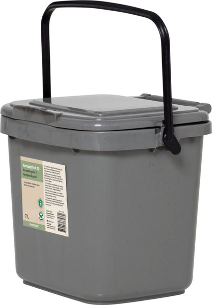 Compost bucket with lockable lid 7l gray 