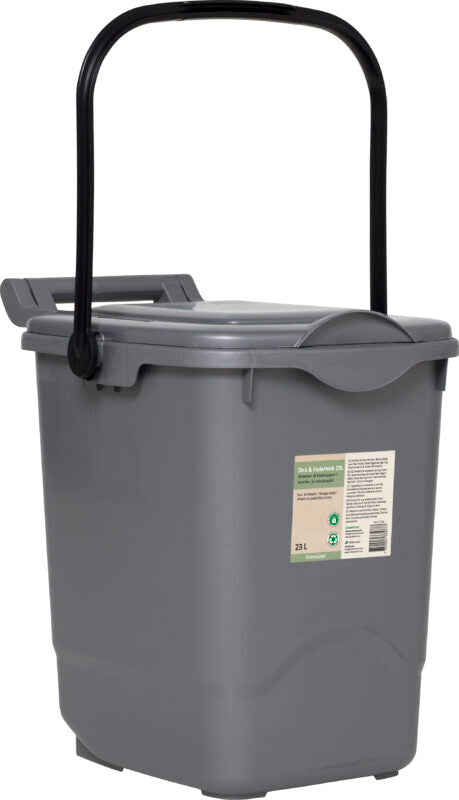 Compost bucket with lockable lid 23l gray 