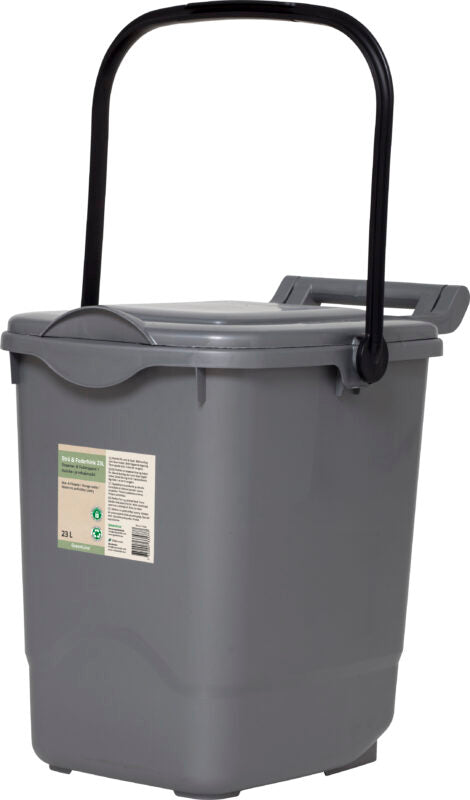 Compost bucket with lockable lid 23l gray 