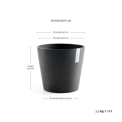 Kukkaruukku Amsterdam 40cm tummanharmaa – mittapiirros