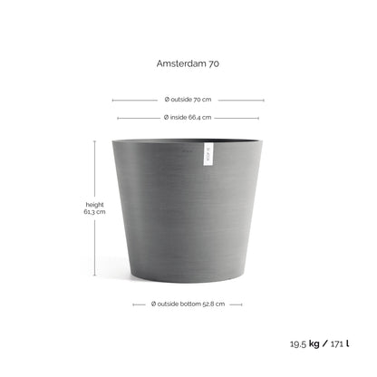 Kukkaruukku Amsterdam 70cm harmaa – mittapiirros