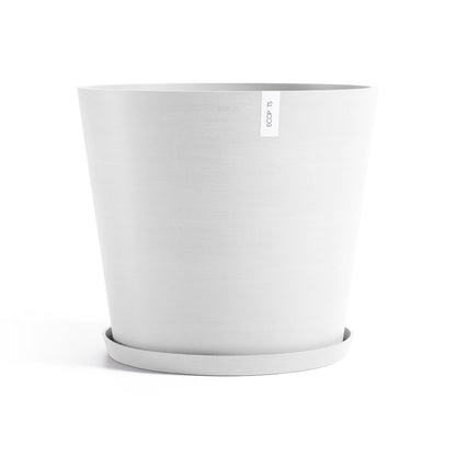 Kukkaruukku Amsterdam 70cm valkoinen – aluslautasen kanssa