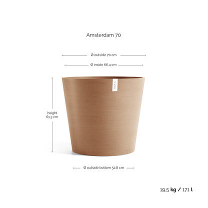 Kukkaruukku Amsterdam 70cm terracotta – mittapiirros