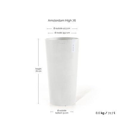 Amsterdam korkea 76cm valkoinen – mittapiirros