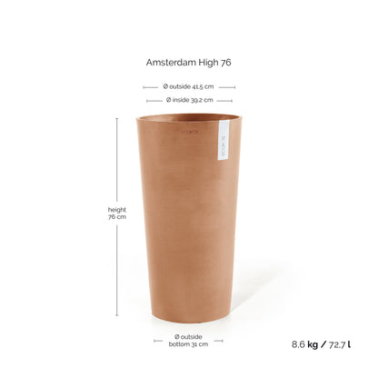 Kukkaruukku Amsterdam korkea 76cm terracotta – mittapiirros