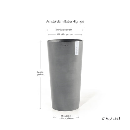 Kukkaruukku Amsterdam korkea 90cm harmaa – mittapiirros
