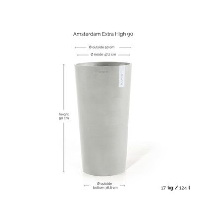 Kukkaruukku Amsterdam korkea 90cm valkoharmaa – mittapiirros