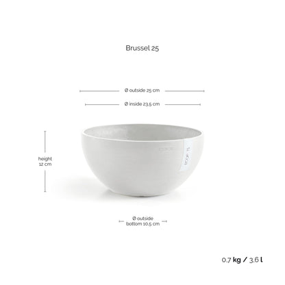 Kukkaruukku Brysseli 25cm valkoinen – mittapiirros