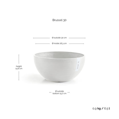 Kukkaruukku Brysseli 30cm valkoinen – mittapiirros