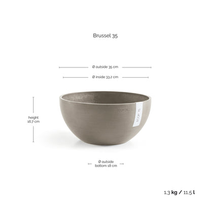 Kukkaruukku Brysseli 35cm taupe – mittapiirros