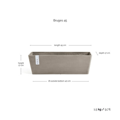 Kukkaruukku Bruge 45cm taupe – mittapiirros