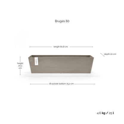 Kukkaruukku Bruge 80cm taupe – mittapiirros
