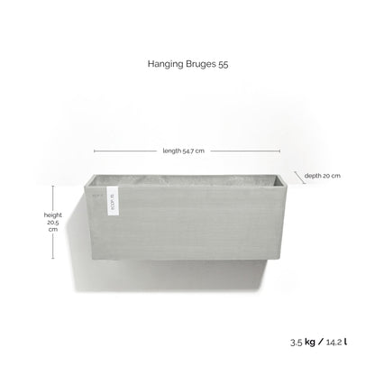 Kukkaruukku Bruge ripustettava 55cm valkoharmaa – mittapiirros