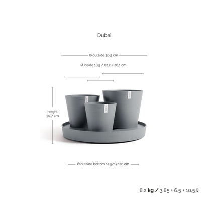 Kukkaruukku Dubai 56cm siniharmaa – mittapiirros