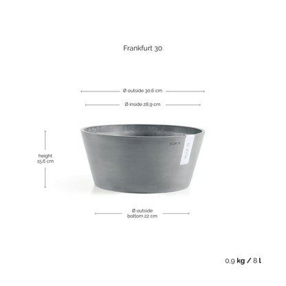 Kukkaruukku Frankfurt 30cm siniharmaa – mittapiirros