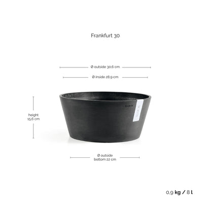 Kukkaruukku Frankfurt 30cm tummanharmaa – mittapiirros