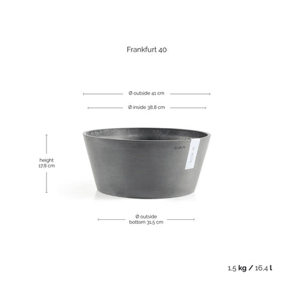 Kukkaruukku Frankfurt 40cm harmaa – mittapiirros