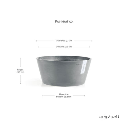 Kukkaruukku Frankfurt 50cm siniharmaa – mittapiirros