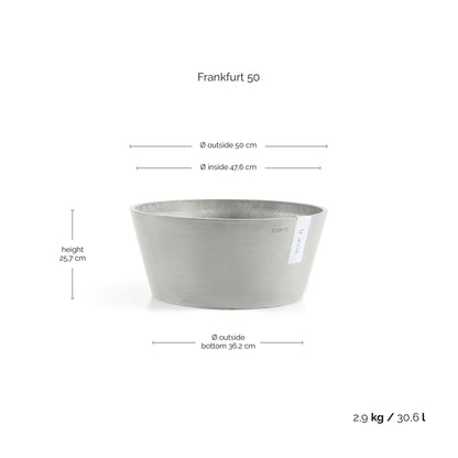 Kukkaruukku Frankfurt 50cm valkoharmaa – mittapiirros