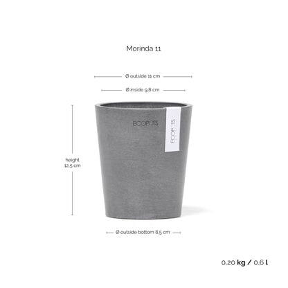 Kukkaruukku Morinda 11cm harmaa – mittapiirros