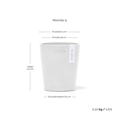 Kukkaruukku Morinda 11cm valkoinen – mittapiirros