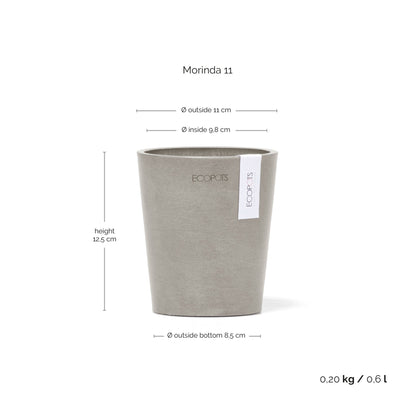 Kukkaruukku Morinda 11cm taupe – mittapiirros