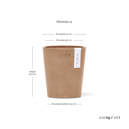 Kukkaruukku Morinda 11cm terracotta – mittapiirros