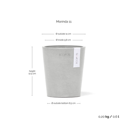 Kukkaruukku Morinda 11cm valkoharmaa – mittapiirros