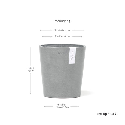 Kukkaruukku Morinda 14cm siniharmaa – mittapiirros