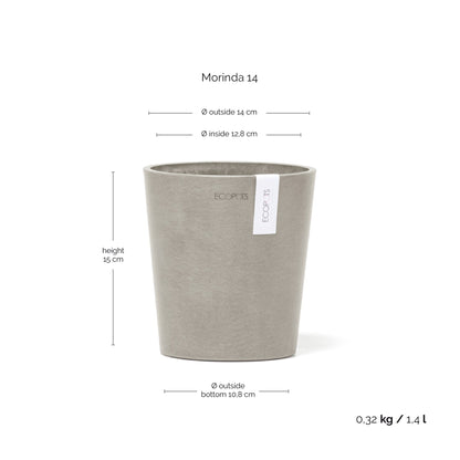 Kukkaruukku Morinda 14cm taupe – mittapiirros