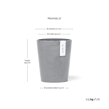 Kukkaruukku Morinda 17cm siniharmaa – mittapiirros