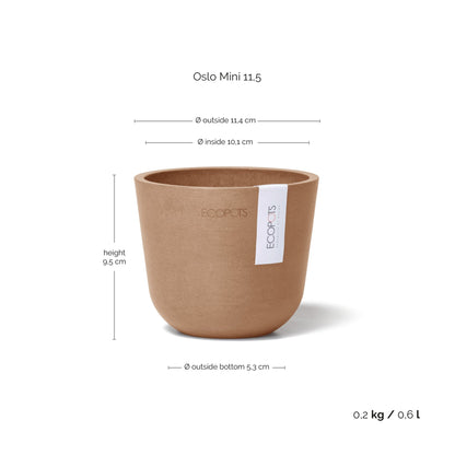Kukkaruukku Oslo 11,5cm terracotta – mittapiirros